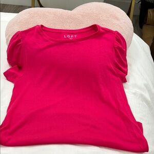 LOFT Pink Puff Sleeve Top